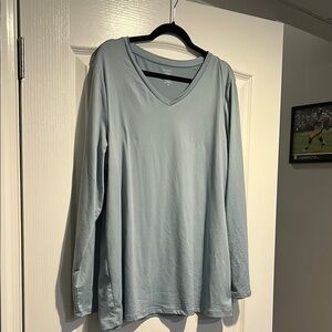 Light Blue V-Neck Long Sleeve Shirt
